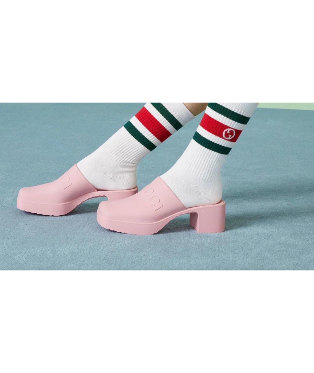 GUCCI Розовые резиновые мюли, фото 5