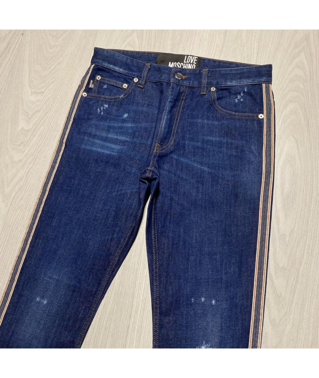 LOVE MOSCHINO Темно-синие хлопко-эластановые джинсы скинни, фото 2