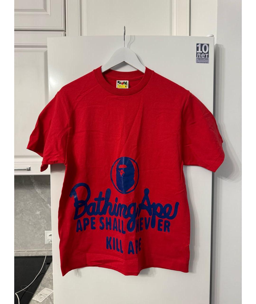 A BATHING APE Красная хлопковая футболка, фото 2