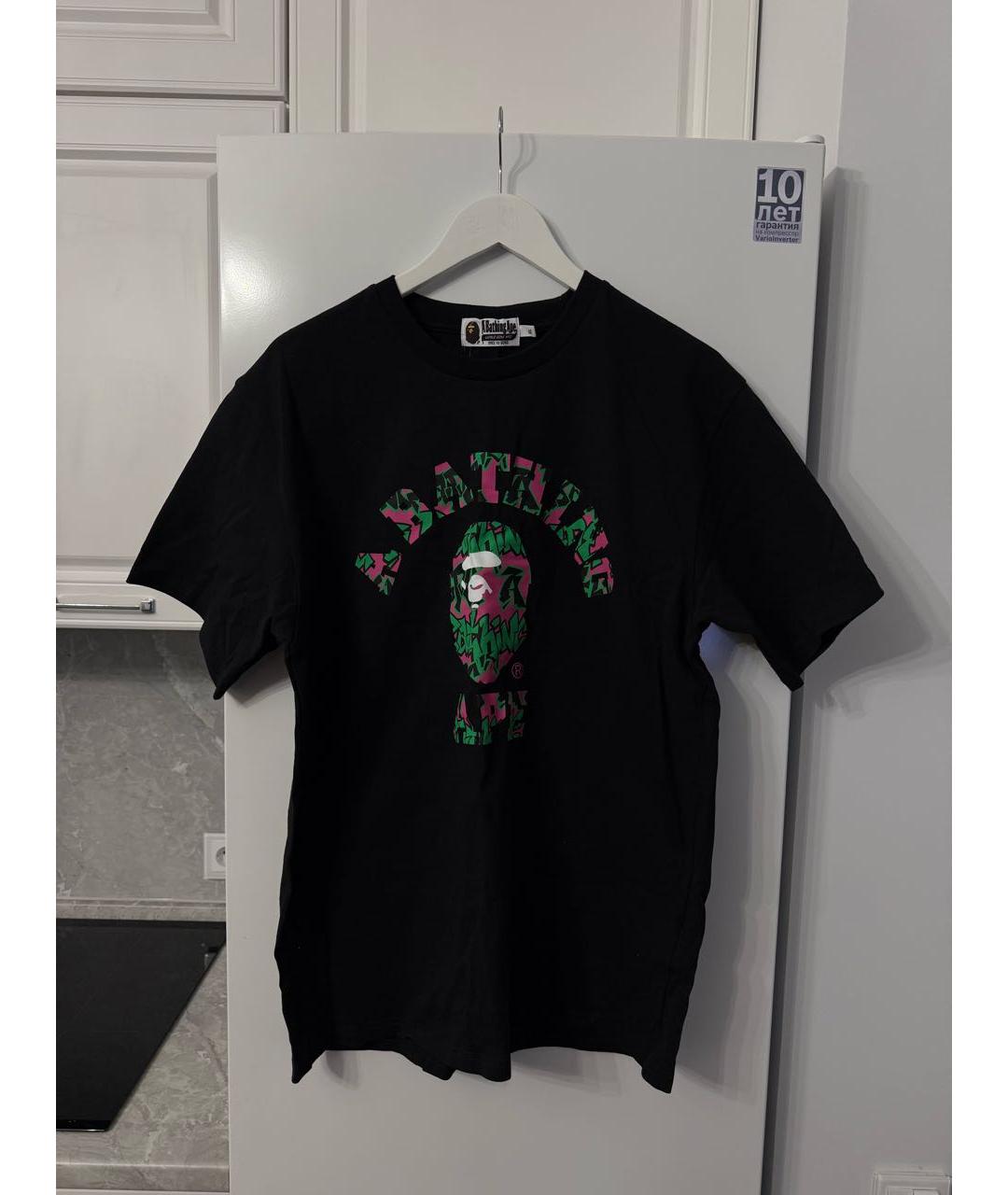 A BATHING APE Черная хлопковая футболка, фото 2