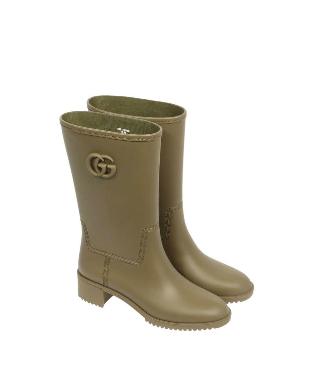 GUCCI Хаки резиновые сапоги, фото 4