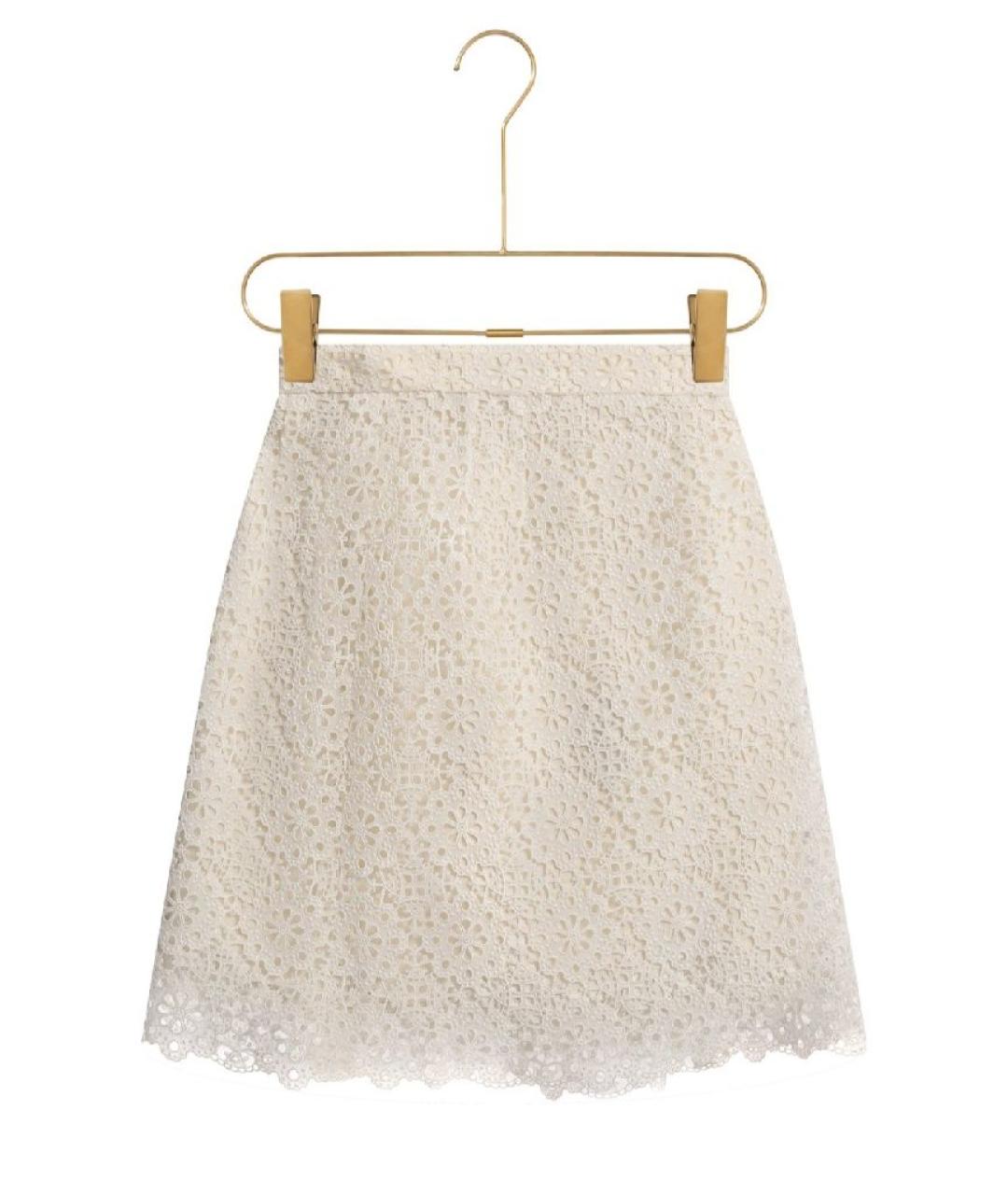 DOLCE&GABBANA Бежевая хлопковая юбка мини, фото 5