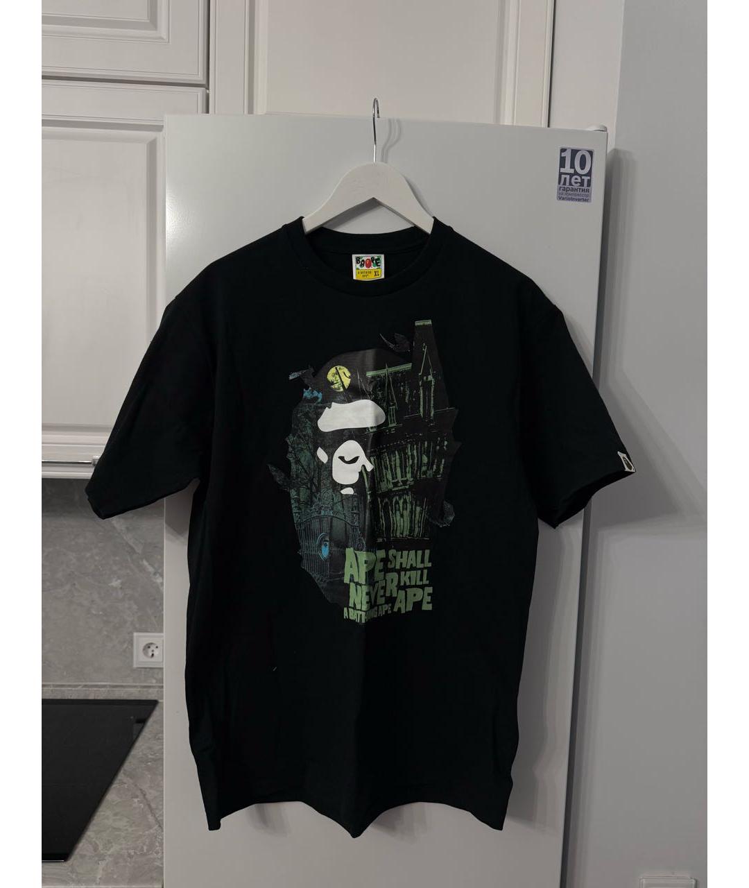 A BATHING APE Черная хлопковая футболка, фото 3