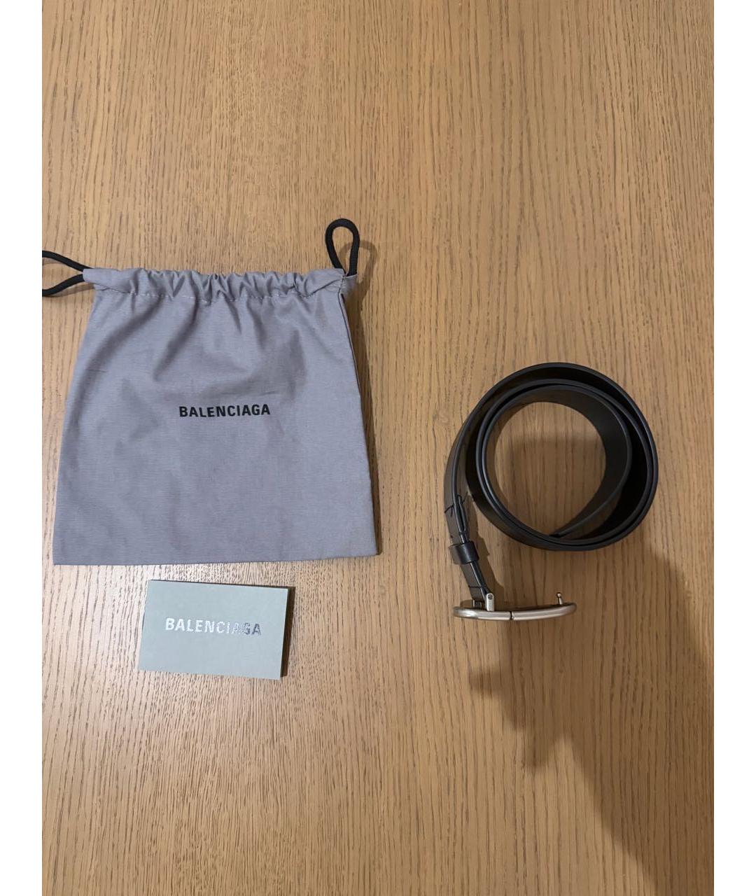 BALENCIAGA Черный кожаный ремень, фото 5