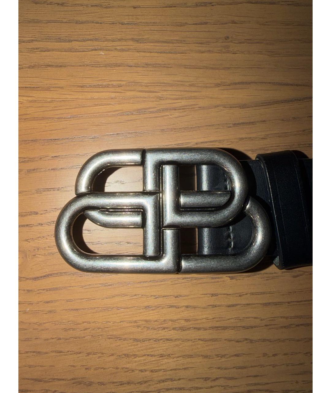 BALENCIAGA Черный кожаный ремень, фото 3