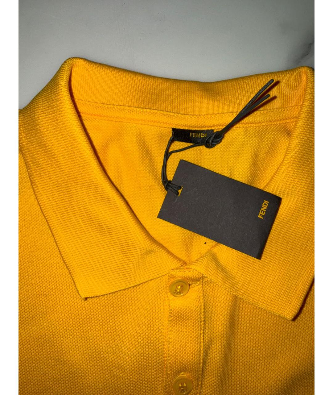 FENDI Желтое хлопковое поло с коротким рукавом, фото 3