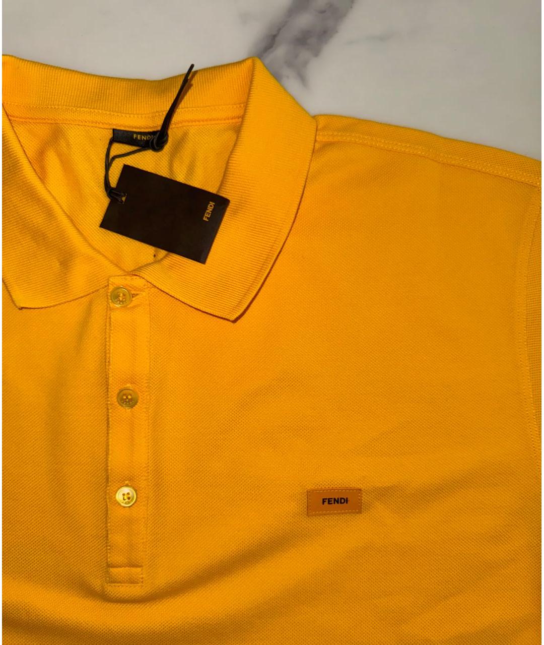FENDI Желтое хлопковое поло с коротким рукавом, фото 4