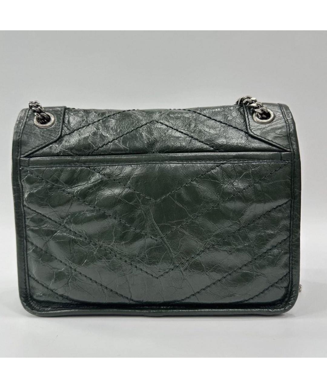 SAINT LAURENT Зеленая кожаная сумка через плечо, фото 3