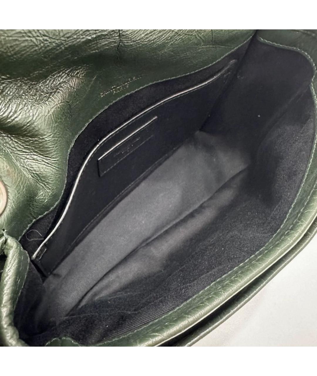 SAINT LAURENT Зеленая кожаная сумка через плечо, фото 4