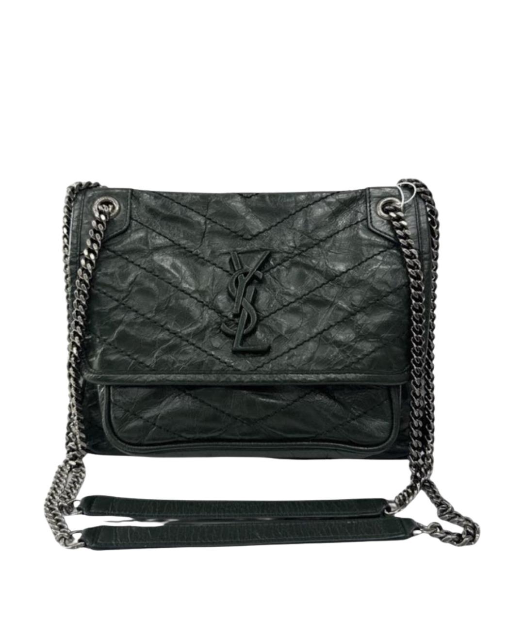 SAINT LAURENT Зеленая кожаная сумка через плечо, фото 1