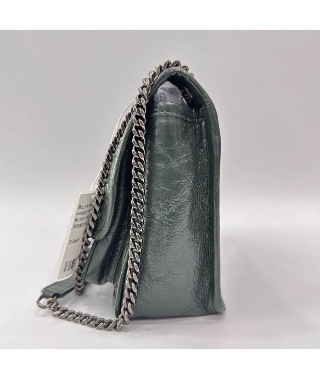 SAINT LAURENT Зеленая кожаная сумка через плечо, фото 6