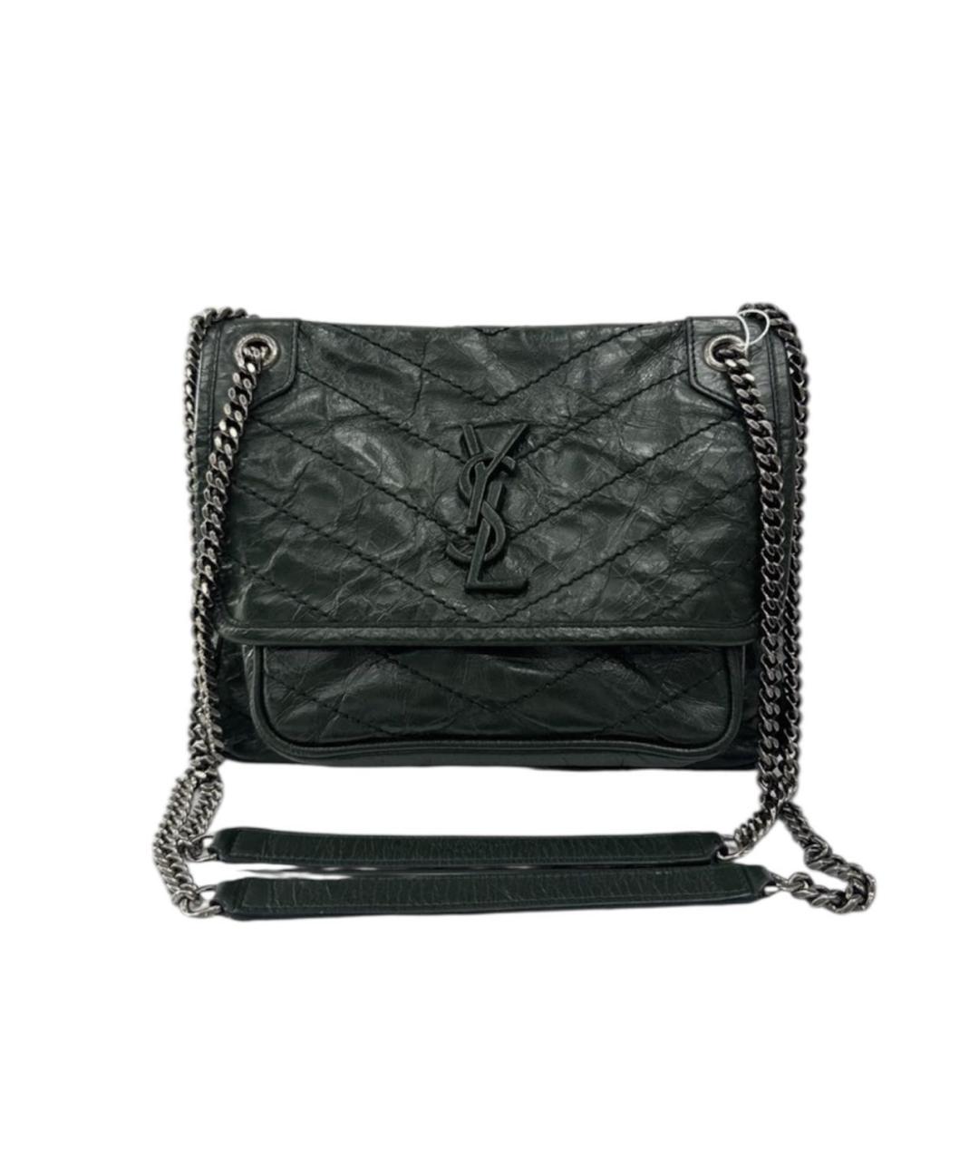 SAINT LAURENT Зеленая кожаная сумка через плечо, фото 9