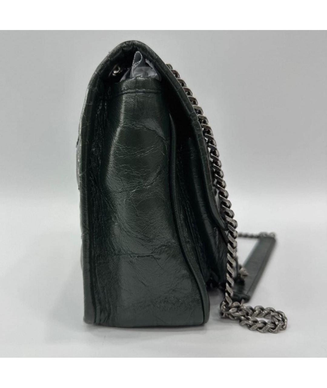 SAINT LAURENT Зеленая кожаная сумка через плечо, фото 5