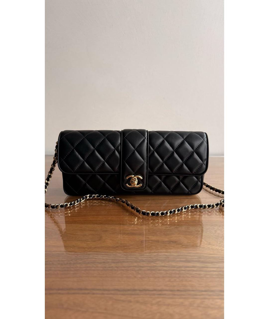 CHANEL Черная кожаная сумка через плечо, фото 6