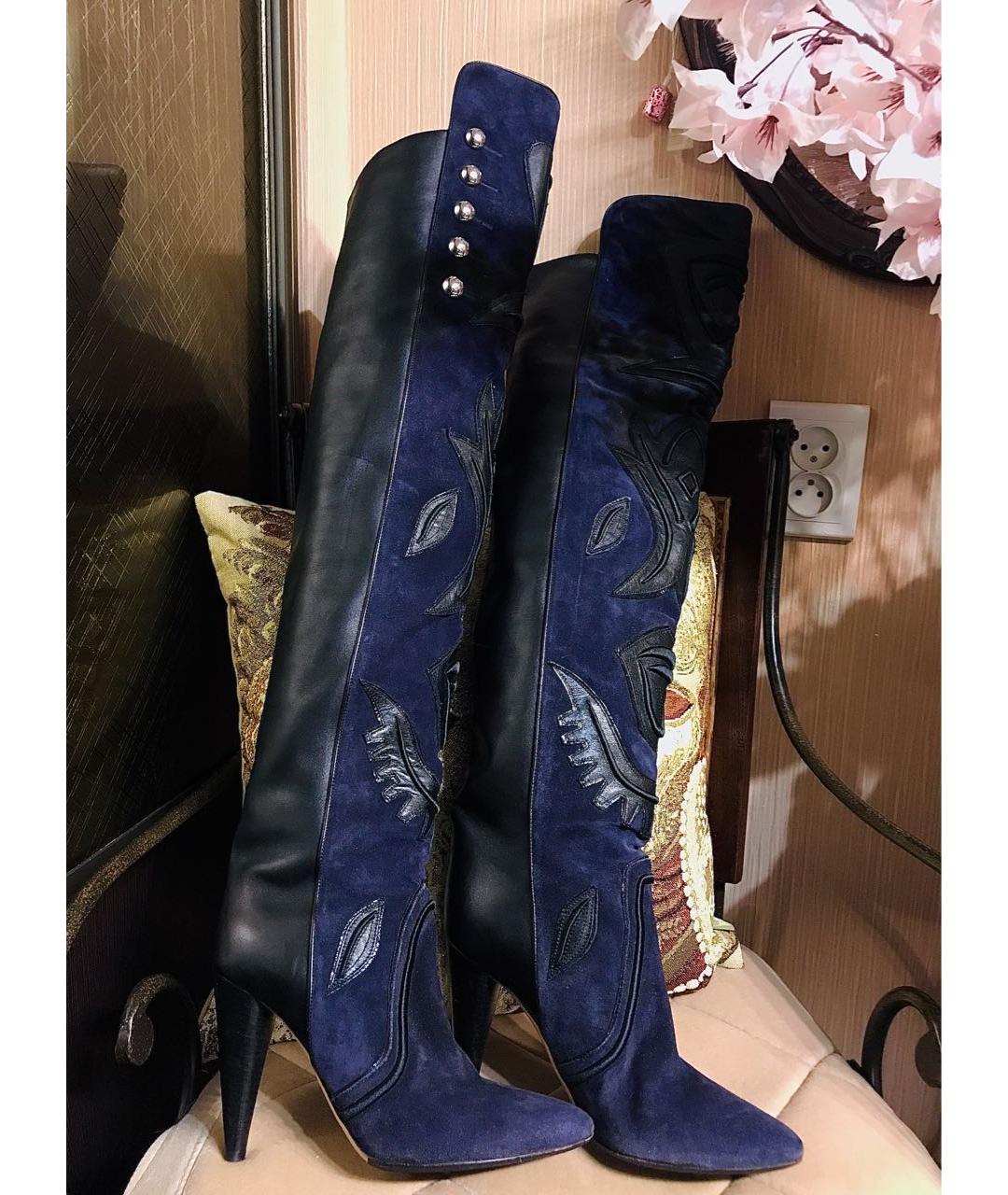 ISABEL MARANT Темно-синие кожаные ботфорты, фото 6