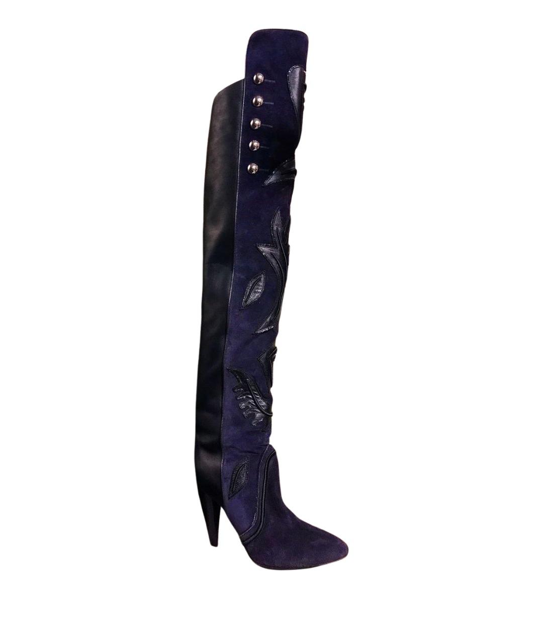 ISABEL MARANT Темно-синие кожаные ботфорты, фото 1