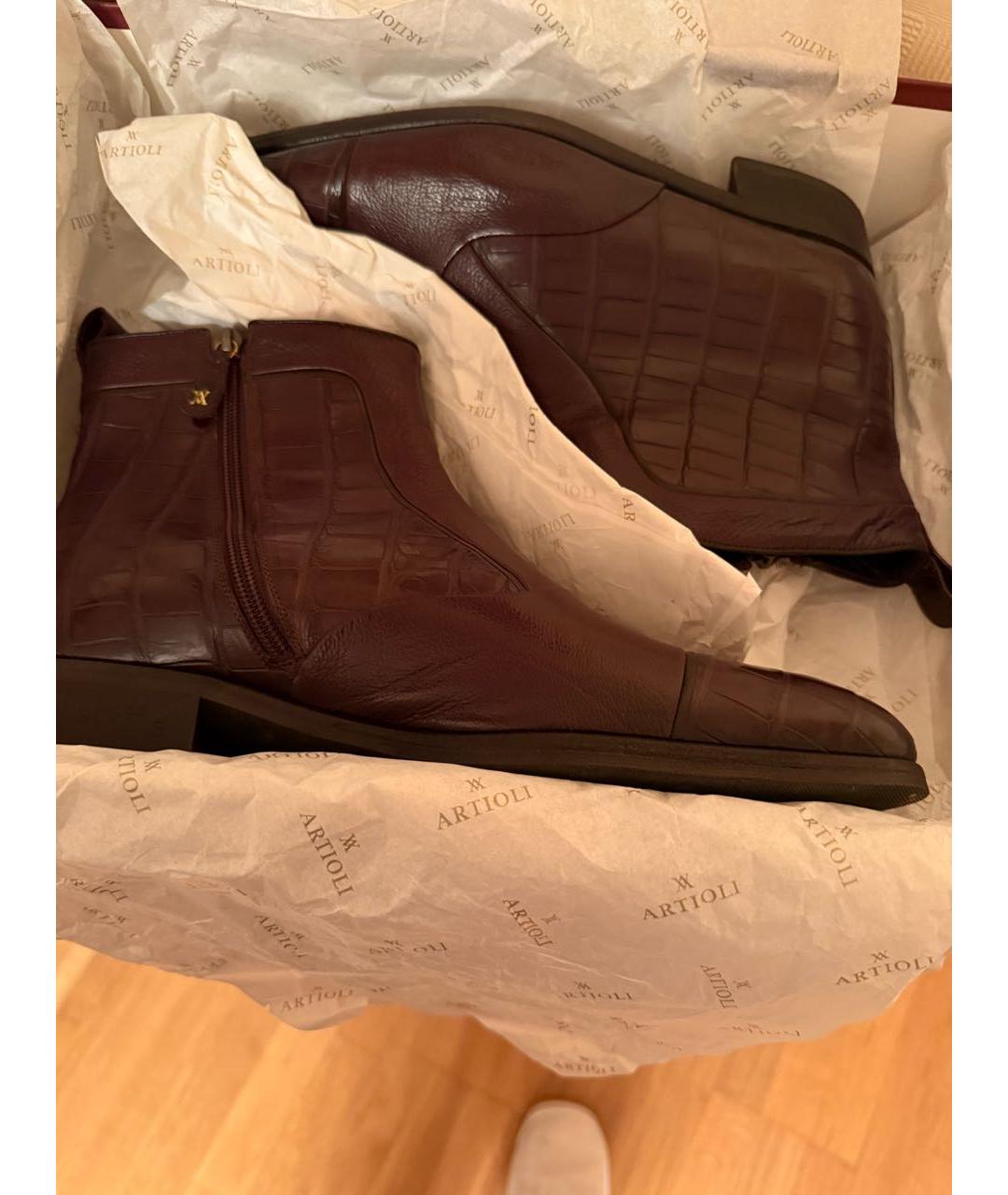 ARTIOLI Коричневые кожаные высокие ботинки, фото 7
