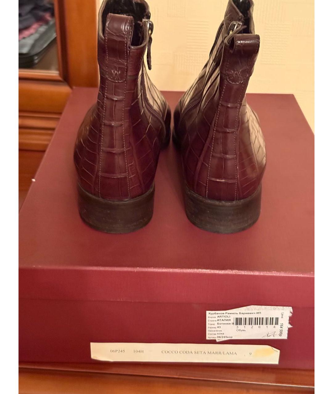 ARTIOLI Коричневые кожаные высокие ботинки, фото 3