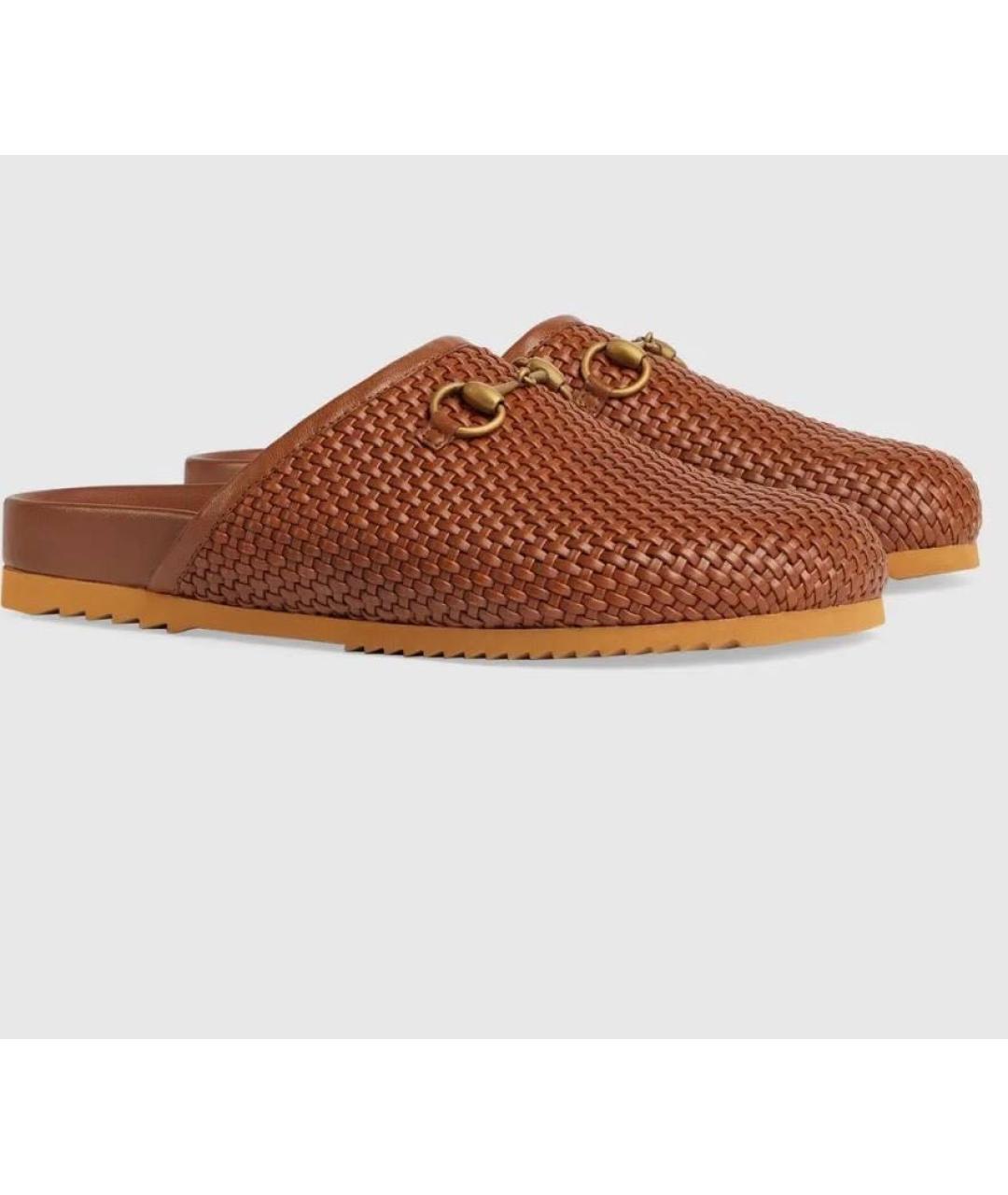 GUCCI Коричневые кожаные сандалии, фото 5