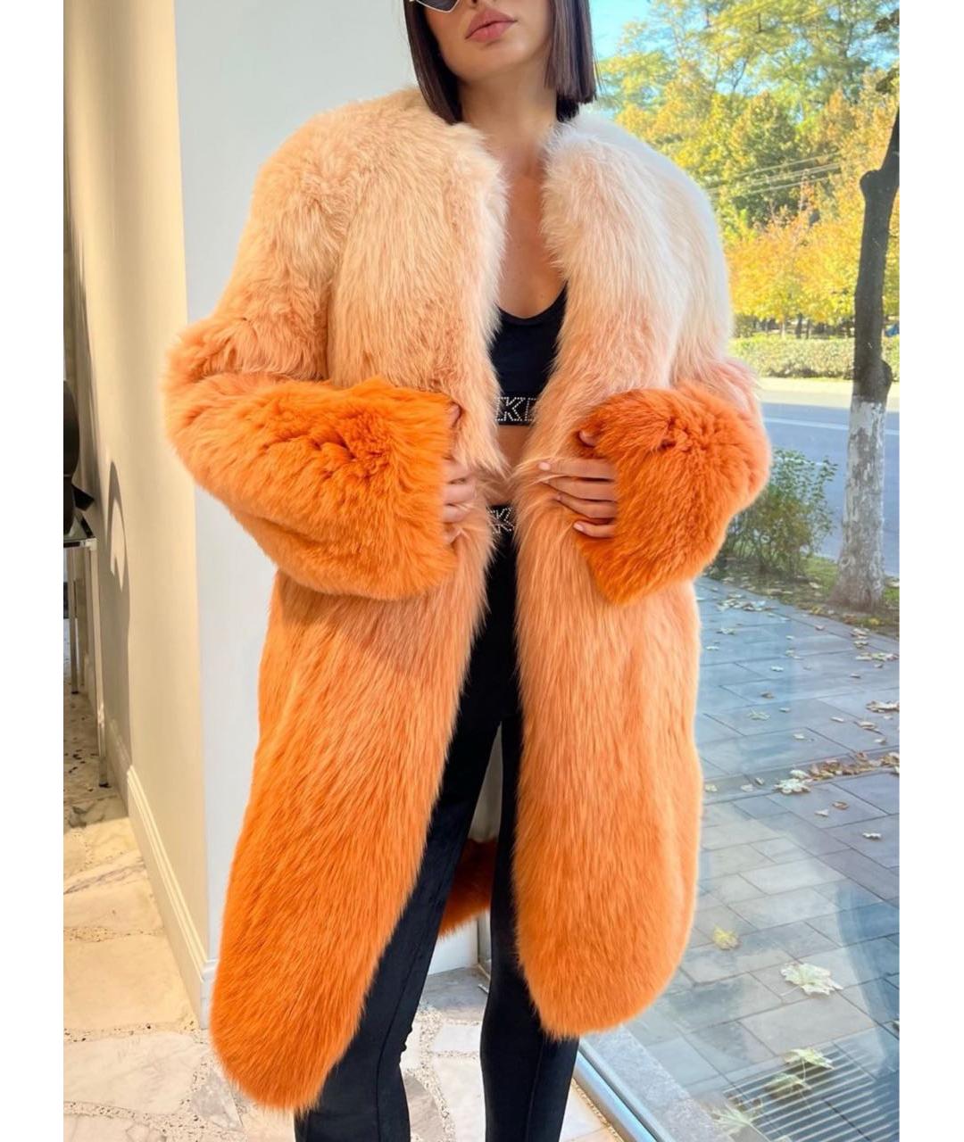 SAINT LAURENT Оранжевая меховая шуба, фото 2