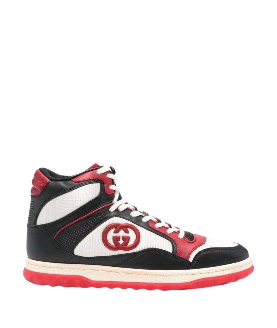GUCCI Черные кожаные высокие кроссовки / кеды, фото 1