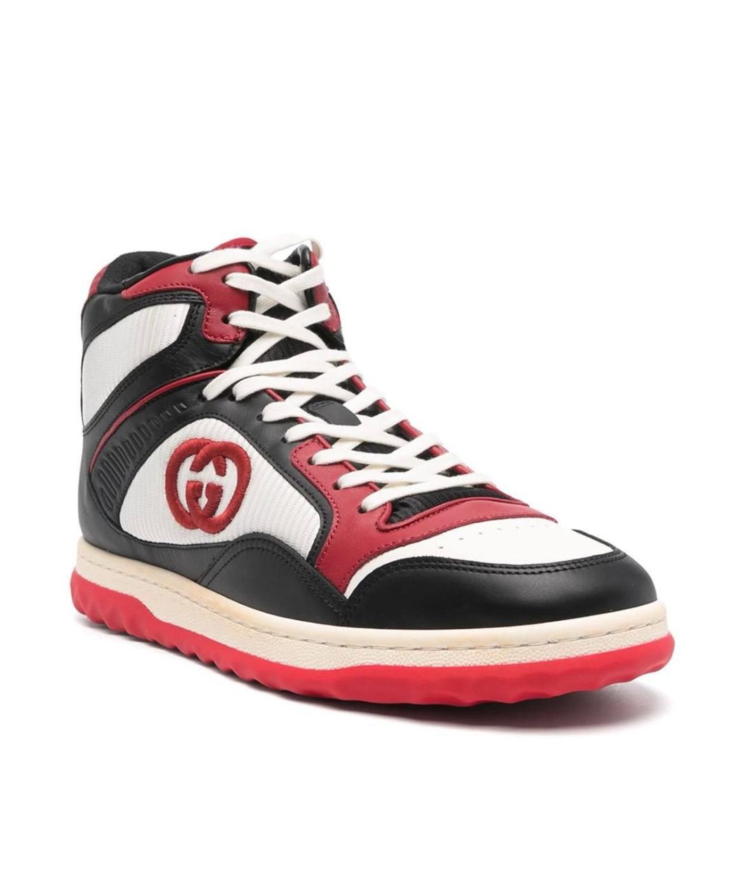 GUCCI Черные кожаные высокие кроссовки / кеды, фото 2