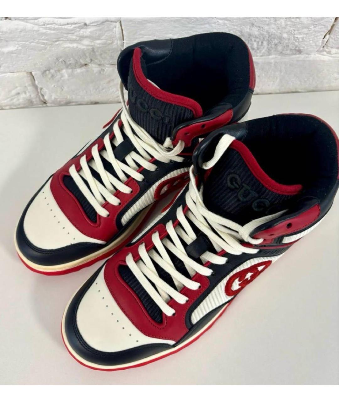 GUCCI Черные кожаные высокие кроссовки / кеды, фото 4