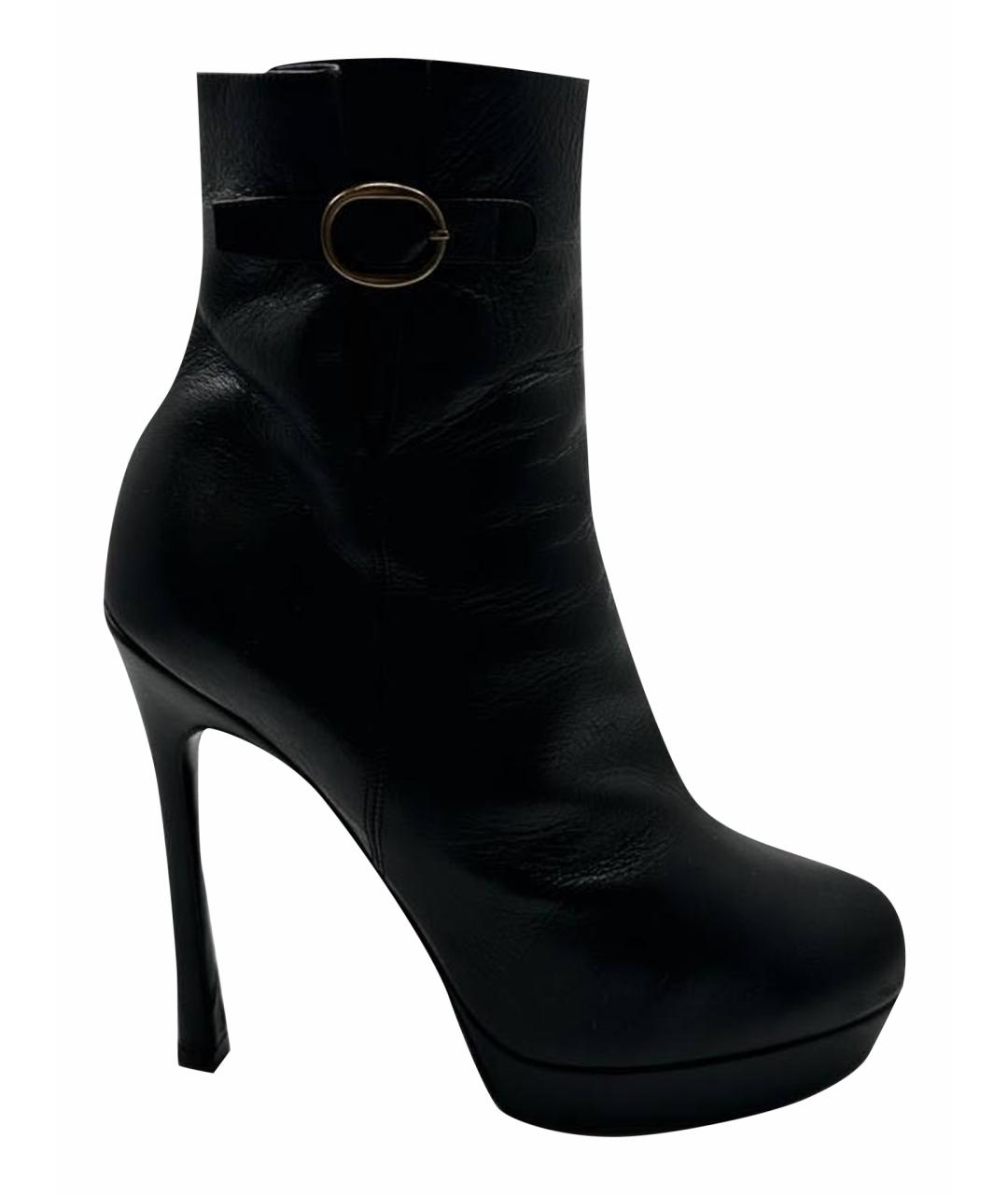 SAINT LAURENT Черные кожаные сапоги, фото 1