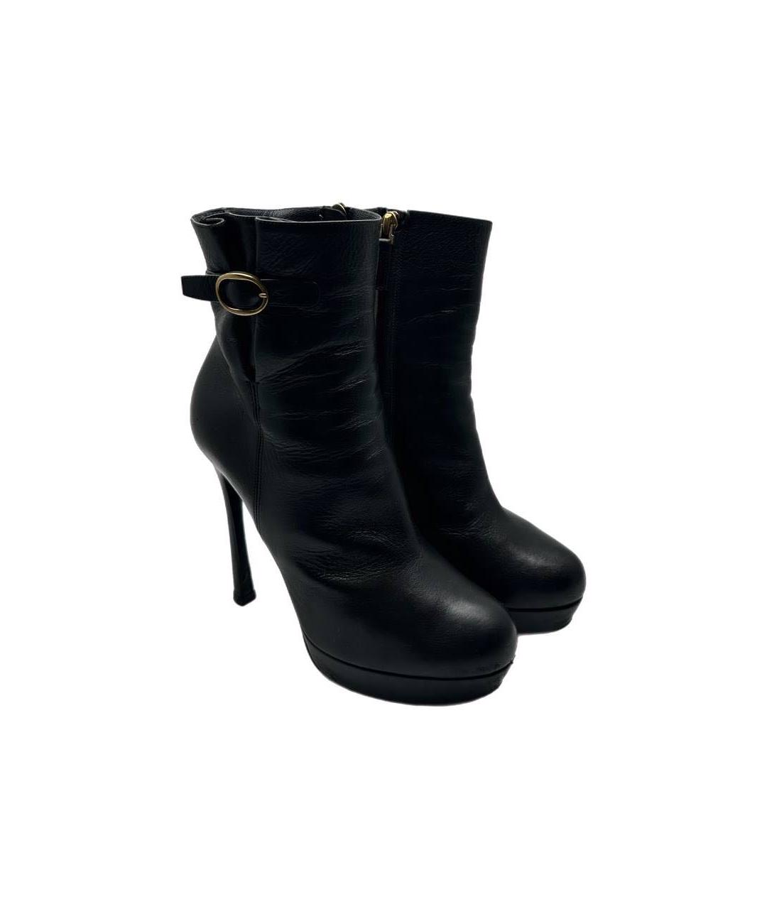 SAINT LAURENT Черные кожаные сапоги, фото 2