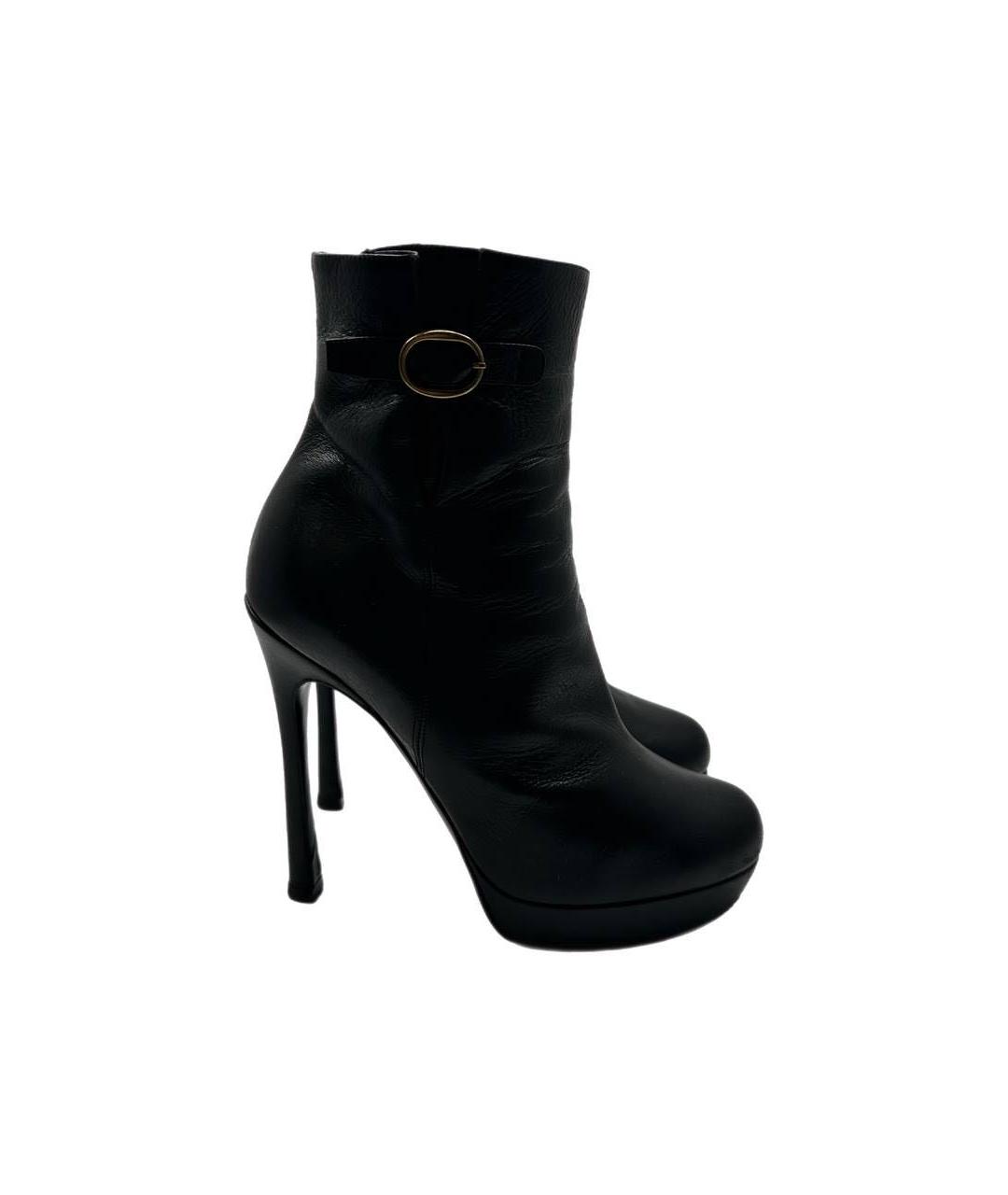 SAINT LAURENT Черные кожаные сапоги, фото 5