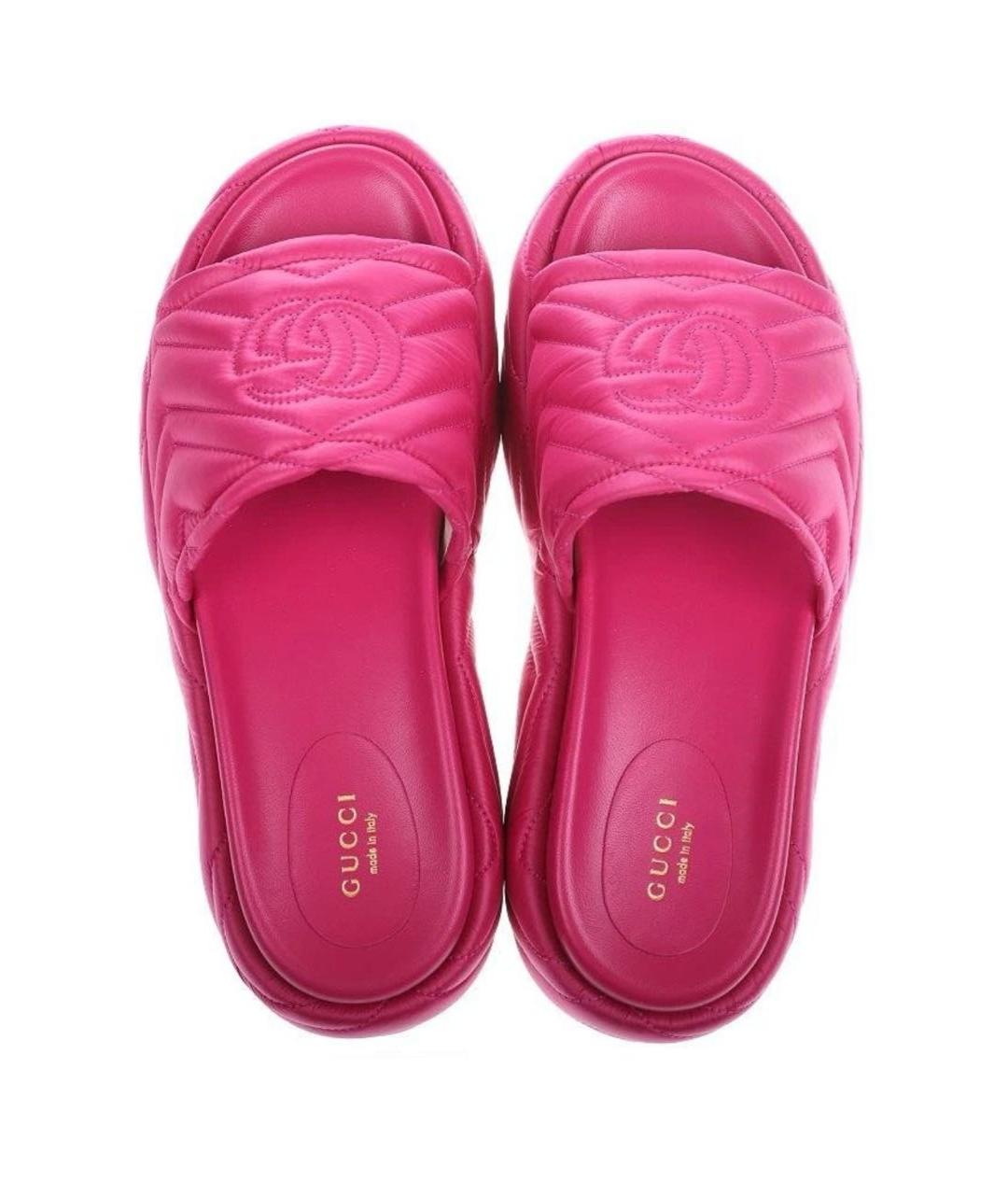 GUCCI Фуксия текстильные шлепанцы, фото 3