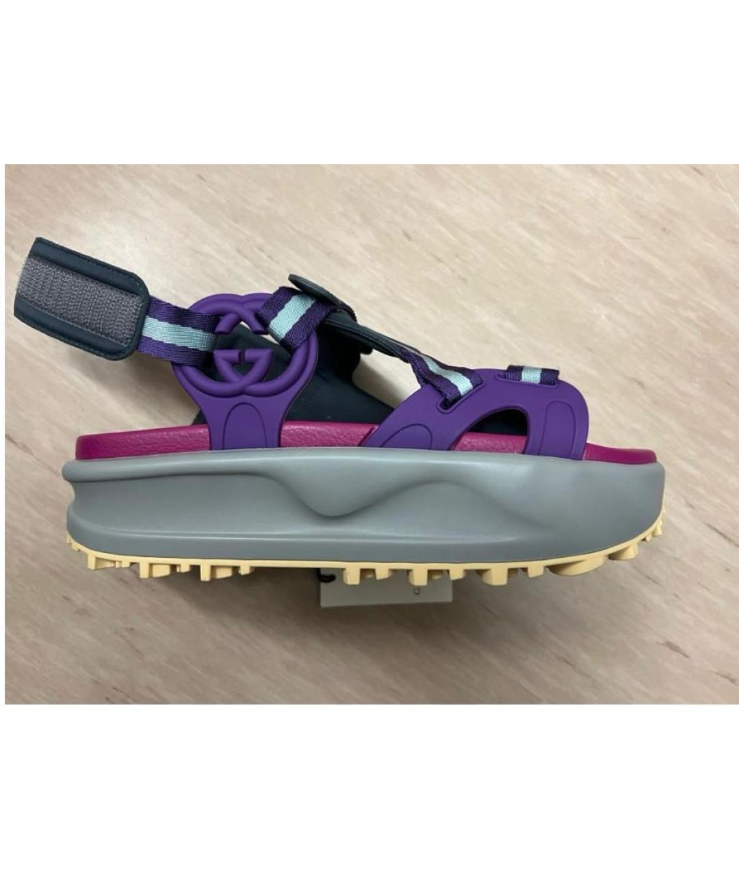 GUCCI Фиолетовые текстильные сандалии, фото 9