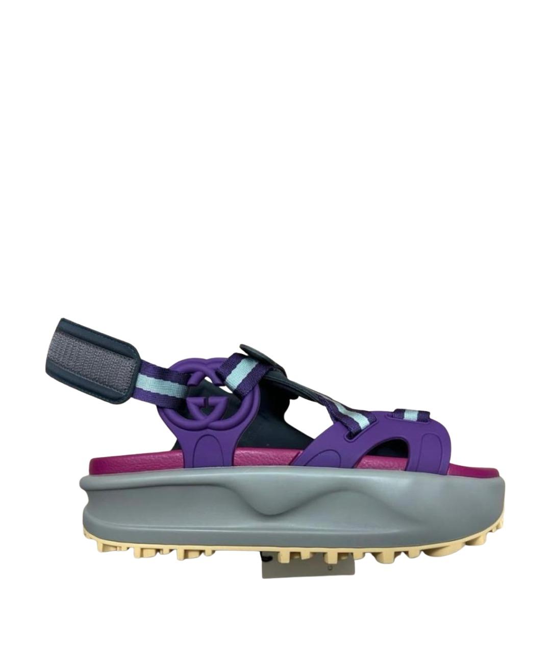 GUCCI Фиолетовые текстильные сандалии, фото 1