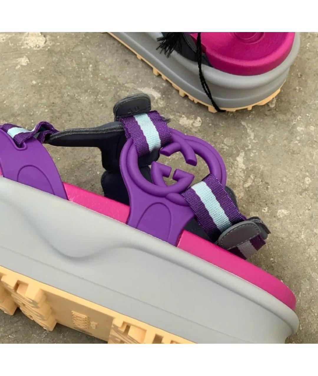 GUCCI Фиолетовые текстильные сандалии, фото 3