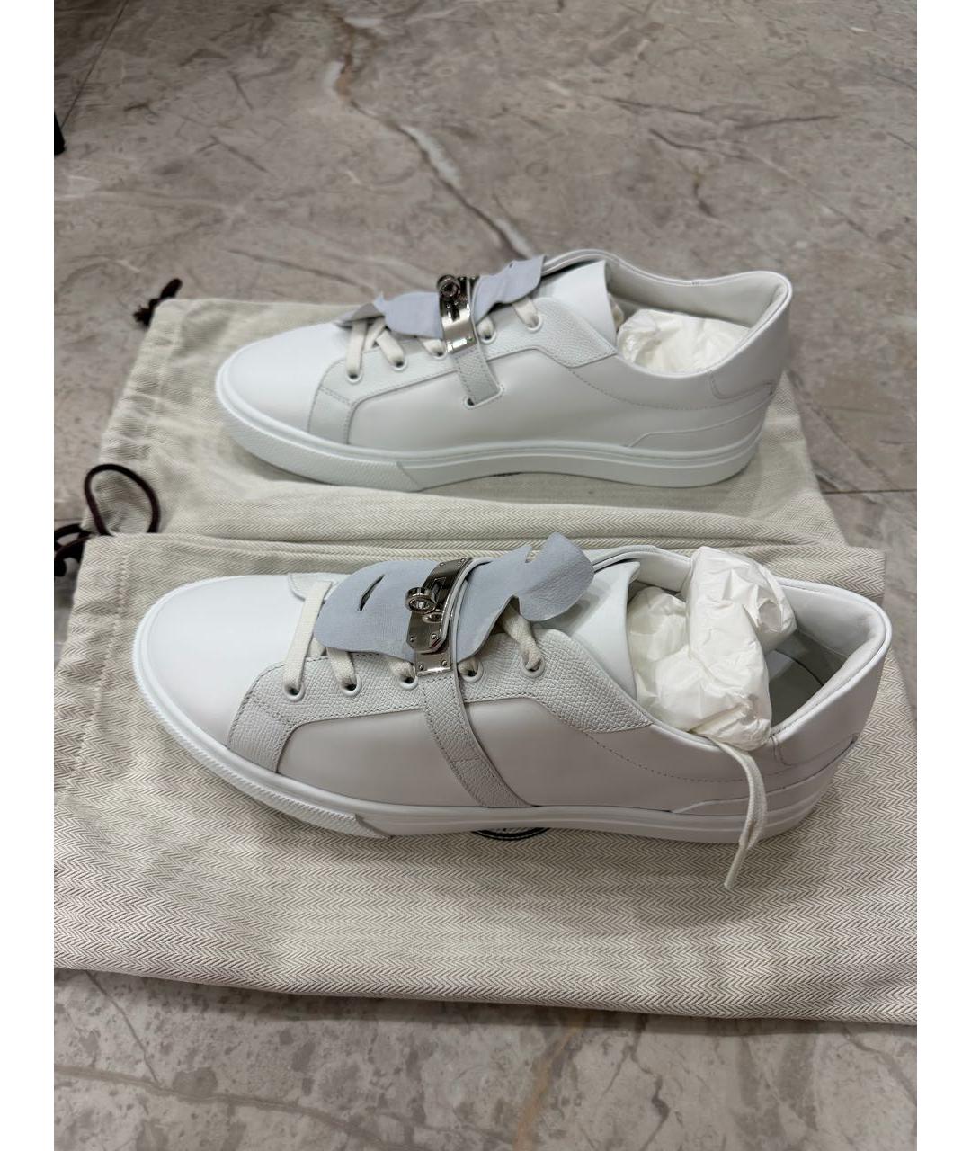 HERMES Белые кожаные низкие кроссовки / кеды, фото 6