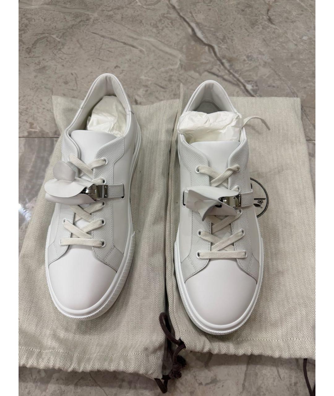 HERMES Белые кожаные низкие кроссовки / кеды, фото 3