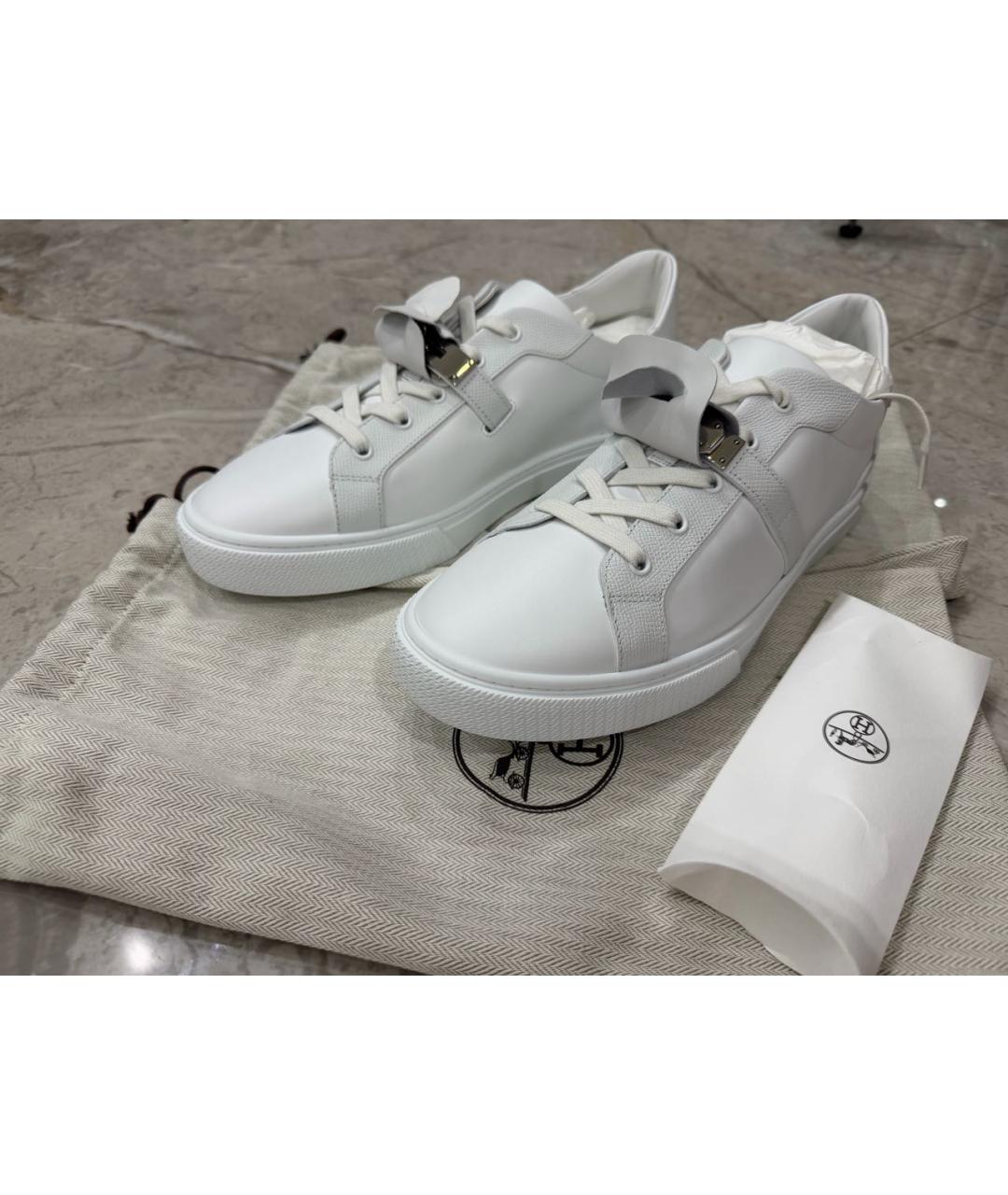 HERMES Белые кожаные низкие кроссовки / кеды, фото 5