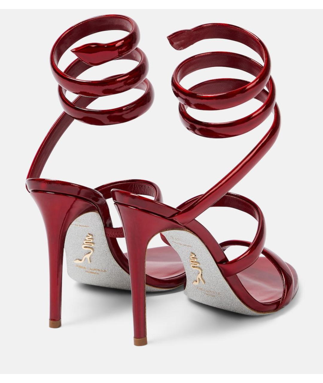 RENE CAOVILLA Бордовые кожаные босоножки, фото 8