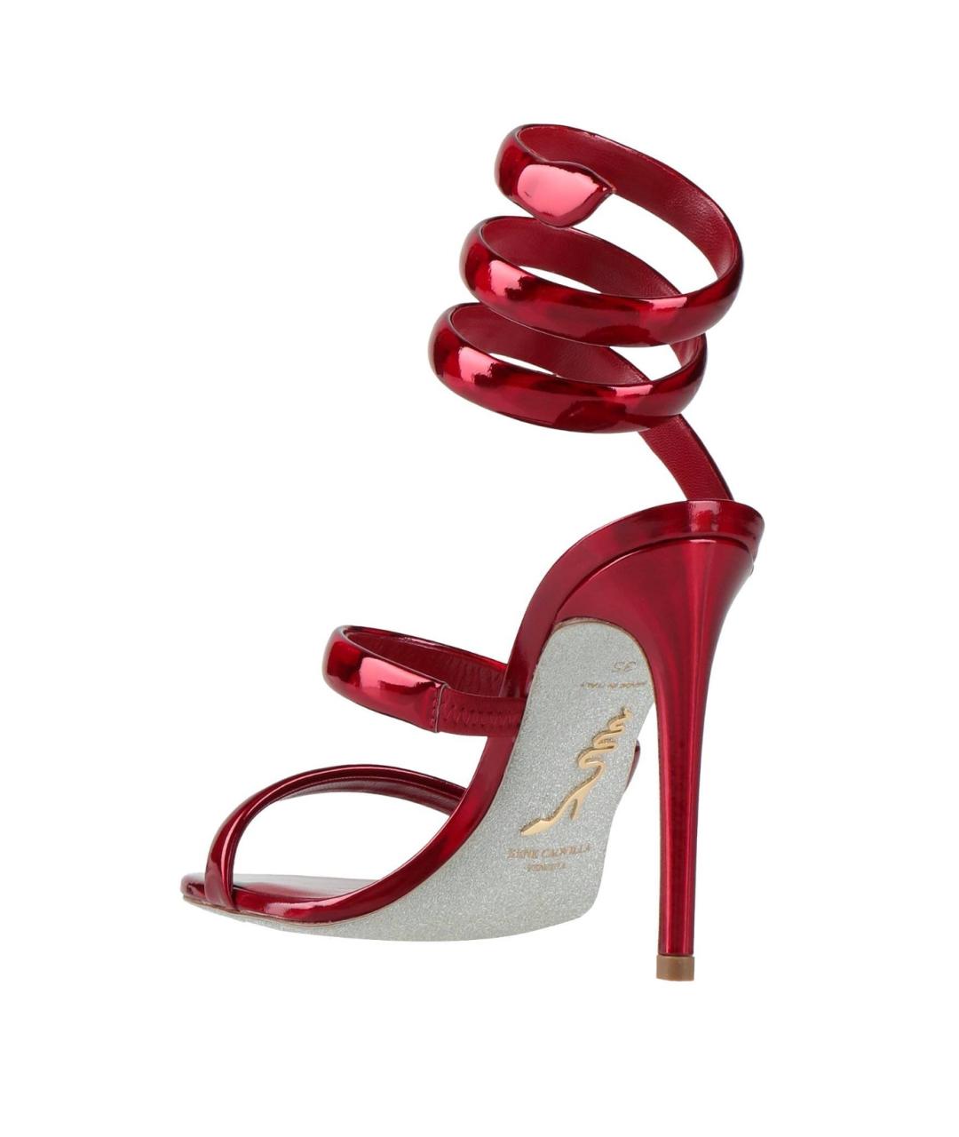 RENE CAOVILLA Бордовые кожаные босоножки, фото 4