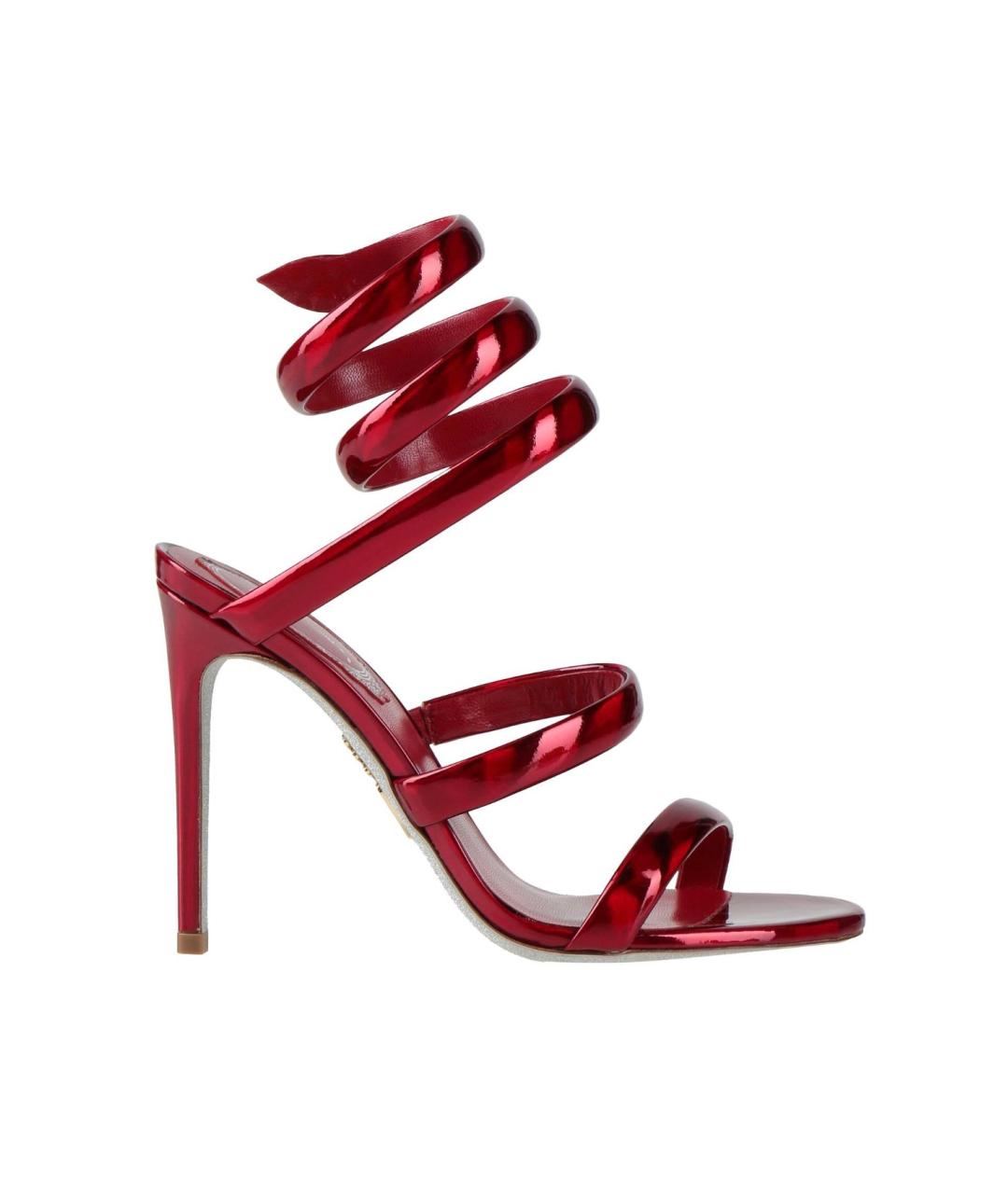 RENE CAOVILLA Бордовые кожаные босоножки, фото 10