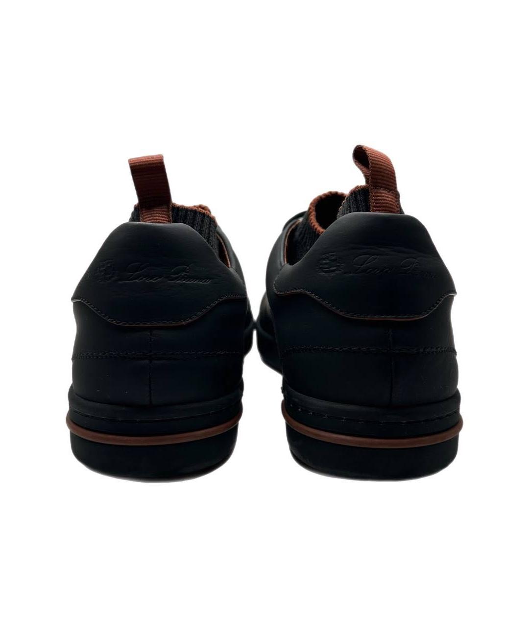LORO PIANA Черные кожаные низкие кроссовки / кеды, фото 4