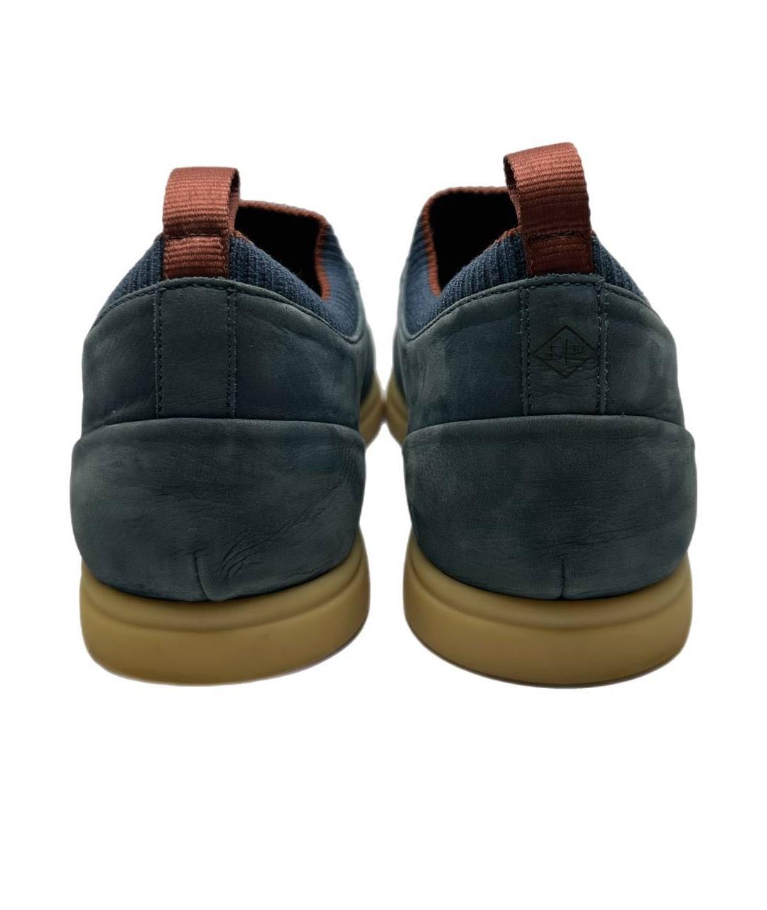 LORO PIANA Голубые замшевые низкие кроссовки / кеды, фото 4