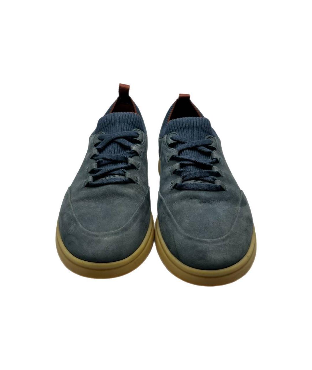 LORO PIANA Голубые замшевые низкие кроссовки / кеды, фото 2
