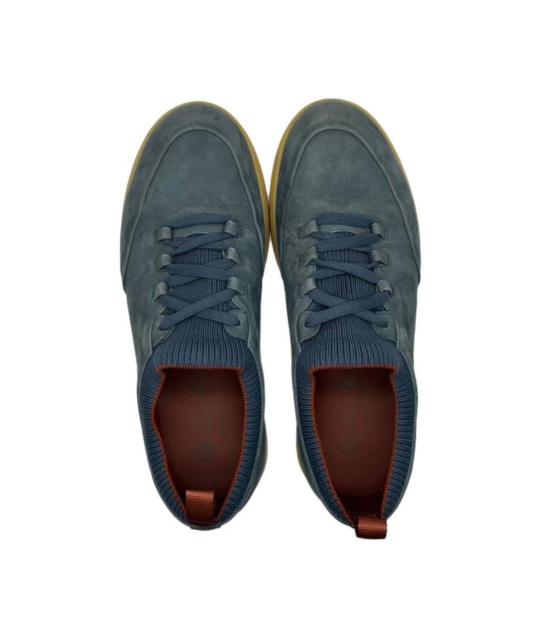 LORO PIANA Голубые замшевые низкие кроссовки / кеды, фото 3