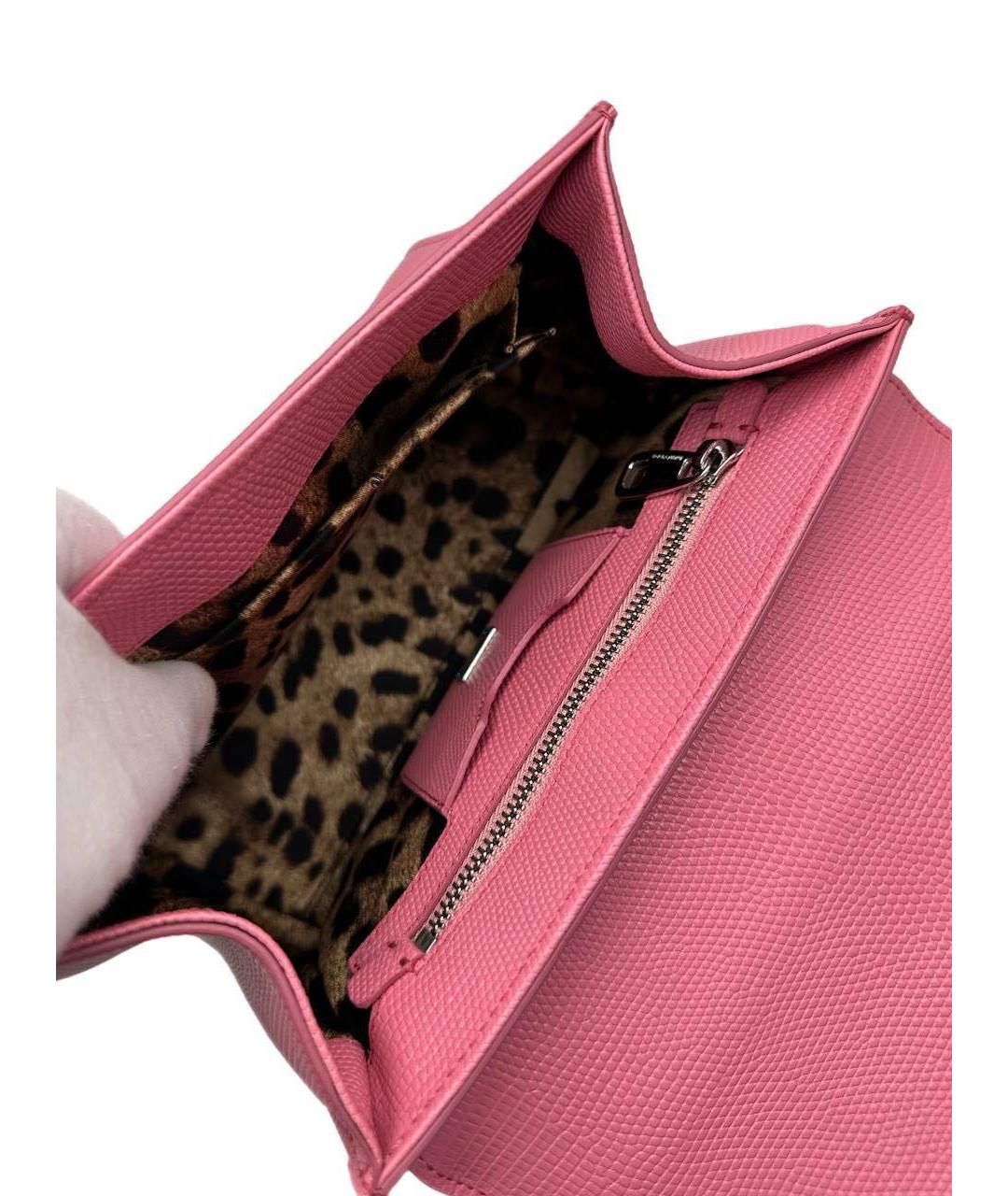 DOLCE&GABBANA Розовая кожаная сумка через плечо, фото 4