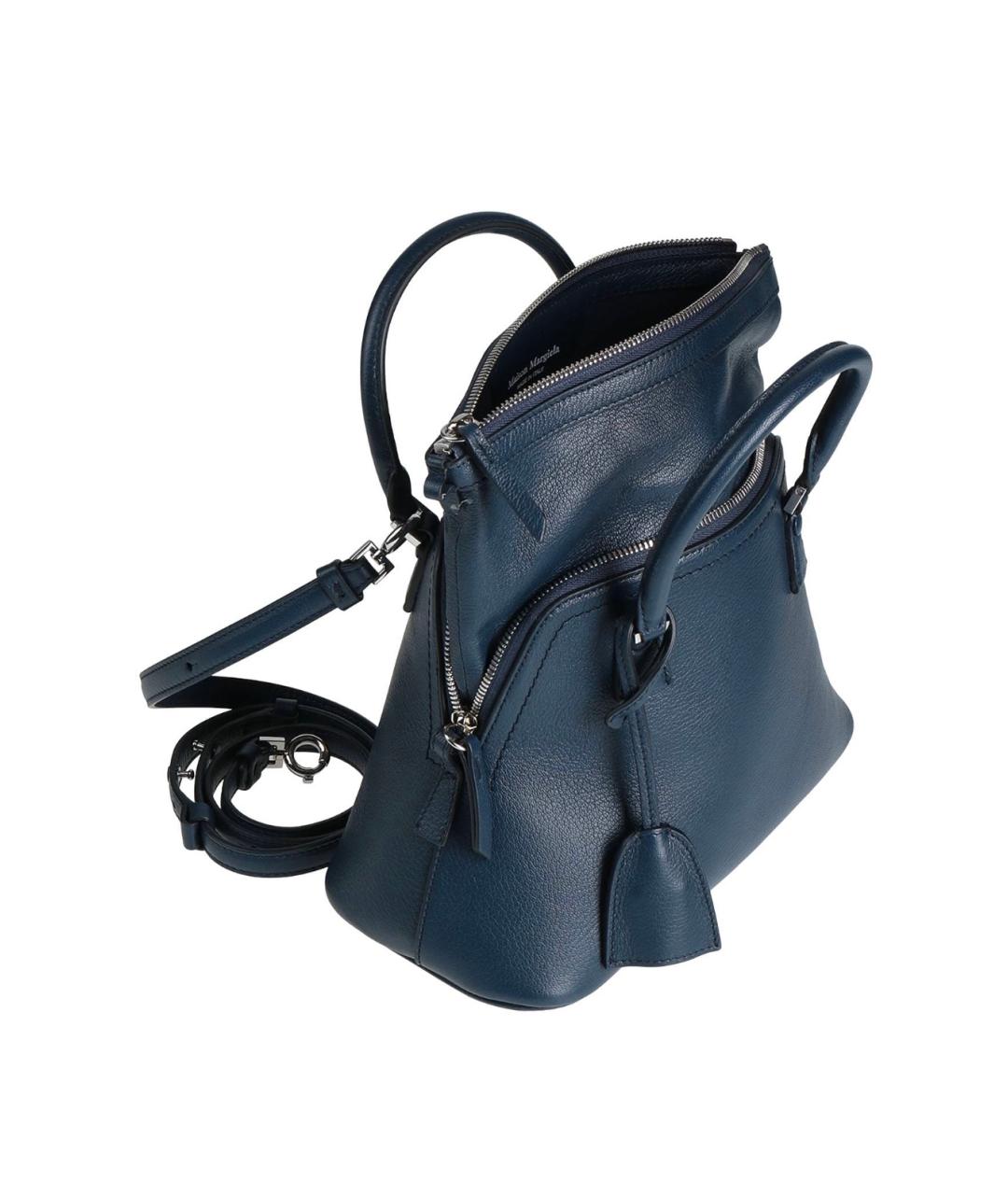 MAISON MARGIELA Темно-синяя кожаная сумка с короткими ручками, фото 2
