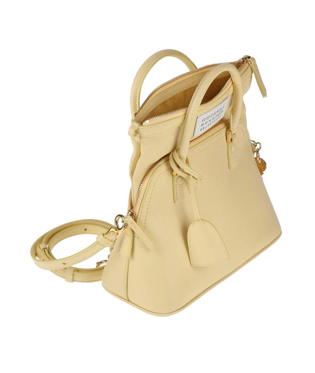 MAISON MARGIELA Желтая кожаная сумка с короткими ручками, фото 2