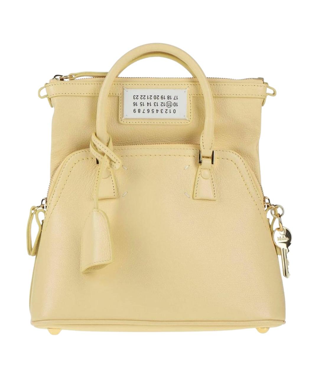 MAISON MARGIELA Желтая кожаная сумка с короткими ручками, фото 1