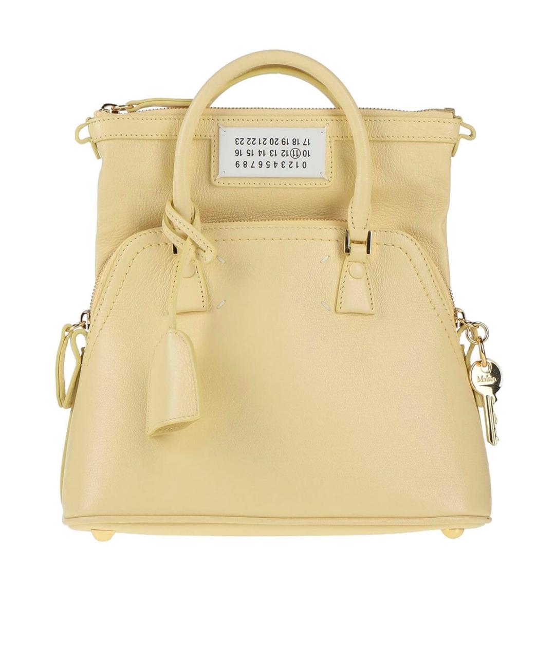 MAISON MARGIELA Желтая кожаная сумка с короткими ручками, фото 4