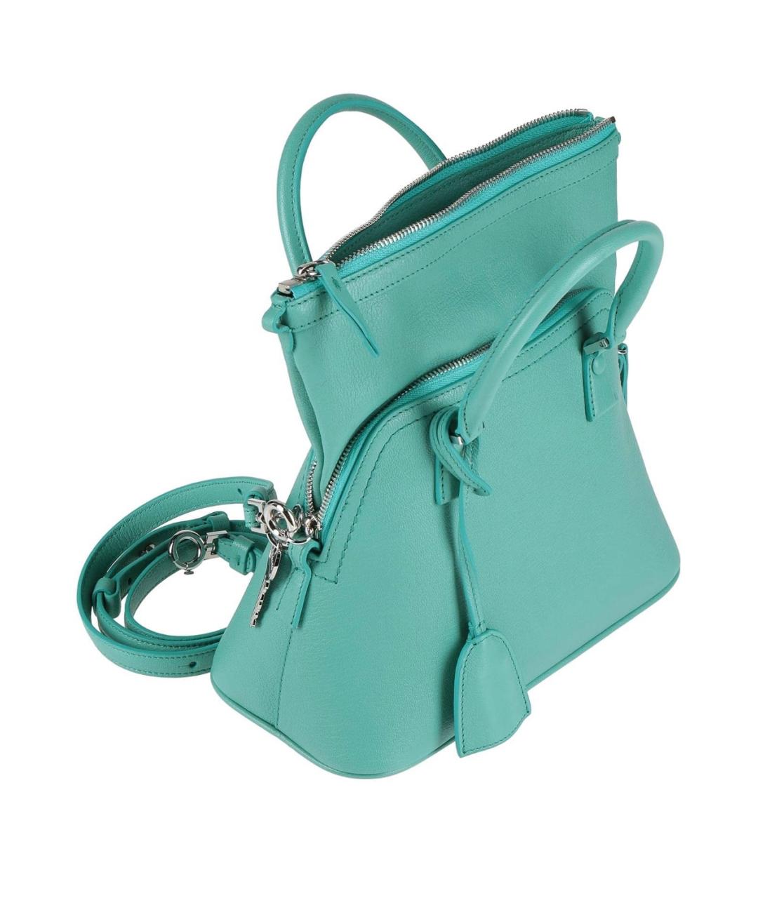 MAISON MARGIELA Бирюзовая кожаная сумка с короткими ручками, фото 2